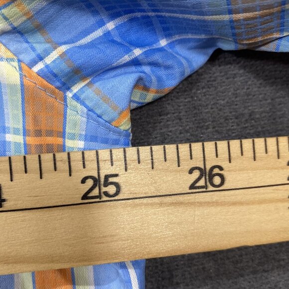 Columbia Mens XL Blue Orange Plaid Long Sleeve Button-Up Shirt Vented Fishing - Picture 15 of 15